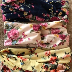 Floral headbands with turban knot